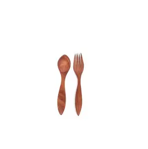 价格实惠的木勺和叉子套装复古服务工具勺子叉子套装热卖木制餐具厨房用具