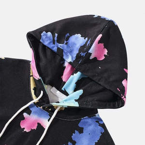 Sudadera con capucha personalizada tie-dye para hombre, estilo oversize con hombros caídos, lavado ácido, de felpa, estilo streetwear, de algodón pesado. - Product Image 3