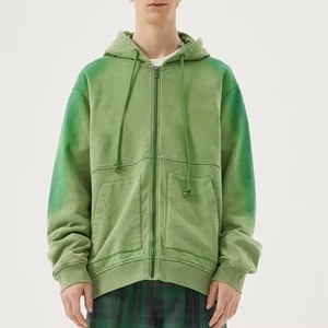 เสื้อฮู้ดผ้าฝ้าย2025สำหรับผู้ชายเสื้อฮู้ดเข้ารูปพลอยเทียมบ็อกซี่มีซิปสีจางลงแดดปรับแต่งได้ - Product Image 1