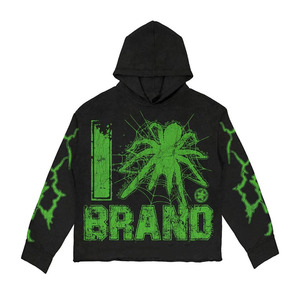 Nouveau unisexe 100% coton surdimensionné goutte épaule à capuche séchage rapide Anti-rides Streetwear brodé impression de détresse pour le printemps - Product Image 6