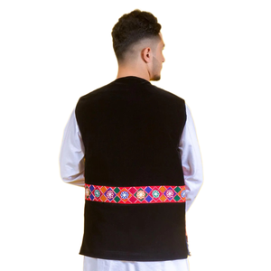 Élégant gilet en laine décontracté pour hommes afghans d'automne broderie en dentelle colorée Design traditionnel pour les mariages culturels Festivals - Product Image 6