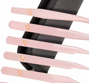 Pince à épiler d'extension de cils pince à épiler à pointe de fibre rose et or pince à épiler d'extension de cils de volume pour l'extension de cils - Product Image 5