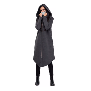 Sudadera con capucha larga de invierno con manga de diseño original Sudadera con capucha de algodón transpirable de talla grande para mujer - Product Image 4