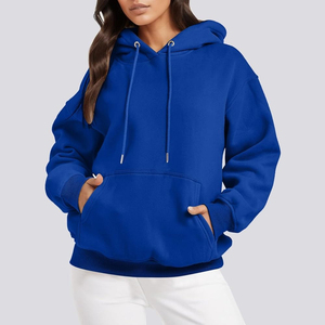 Nueva llegada de gran tamaño de las mujeres de peso pesado 100% sudaderas con capucha de algodón con hombro caído de manga larga sudaderas de invierno de punto - Product Image 1