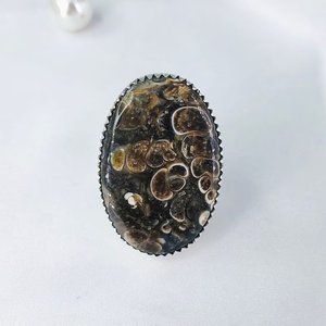 Bague de fiançailles en argent sterling 925 avec cabochon de jaspe Turtela en argent fin pour cadeau de mariage - Product Image 5