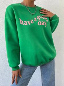 Sudadera de Algodón al por Mayor para Mujer, Sudadera Lisa de Manga Larga, Personalizable con Logotipo, Cuello Redondo para Mujer - Product Image 5