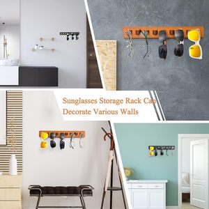 Organizador de gafas de sol de madera rústica, exhibición de gafas montada en la pared para entrada, sala de estar, dormitorio, almacenamiento en el hogar para gafas - Product Image 6