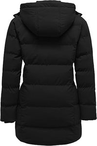 Chaqueta acolchada de tamaño personalizado, diseño único, estilo famoso, abrigo largo de invierno con logotipo frontal de cuello alto de lona, Económico - Product Image 3