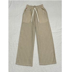 Pantalones Anchos Transpirables a Rayas, 95% Algodón, 5% Elastano, Ropa Nueva para Mujer, Lino - Product Image 3