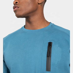 Suéter de cuello redondo Atlético personalizado para hombre, sudadera con cremallera y bolsillo en el pecho, ajuste regular, liso, algodón, poliéster, deporte personalizado - Product Image 3