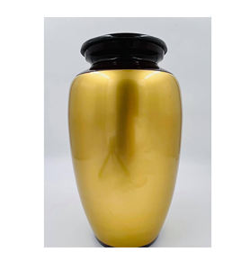 Urnes funéraires gravées en noir et en laiton à rayures avec sac de velours gratuit fabricant indien de gros - Product Image 1