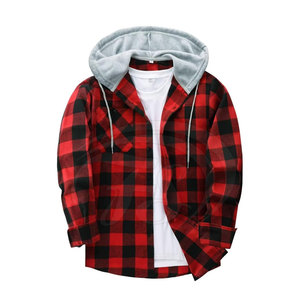 Vente en gros Chemise à capuche 100% coton solide pour hommes, tenue décontractée d'automne et d'hiver - Product Image 1