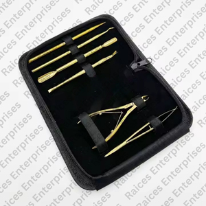 Complete Professional Manicure Hair Extension Tools Kit Stainless Steel Gold Plated 5-in-1 Cuticle Nippers <b>Nail</b> Pushers <b>Scissors</b> - Product Image 6