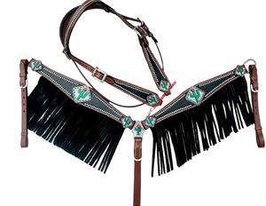 Bride de cheval en cuir perlé occidental découpé au laser peint à la main, couture fantaisie pour collier de poitrine - Product Image 1