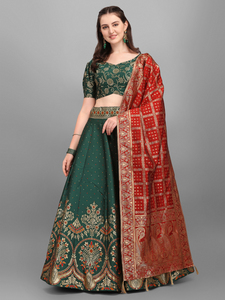 Premium Jacquard Lehenga Choli dans Anarkali Style Zari Agrémenté - Product Image 3