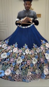 Meilleure vente Nevy Blue Designer indien traditionnel Chinon soie broderie Lehenga Choli Dupatta pour la tenue de mariage de fête d'été - Product Image 2
