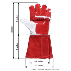 ถุงมืองานเชื่อมหนัง14นิ้วถุงมือนิรภัยทนไฟ Tig MIG กันความร้อนทนความร้อนตามสั่งสำหรับงานอุตสาหกรรม - Product Image 5