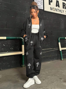 ชุดวอร์ม Rhinestone ยอดนิยมสําหรับชุดวิ่งจ๊อกกิ้งผู้หญิงเปล่า / ธรรมดาพร้อมการปรับแต่งเต็มรูปแบบ - Product Image 5