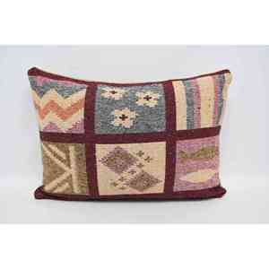 Almohada de lana bohemia de lujo rojo 20x28 pulgadas tejido Vintage y patrón esponjoso ropa de cama acento para Navidad - Product Image 1