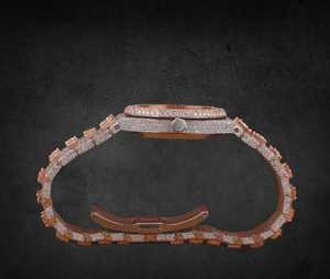 สายนาฬิกาเพชรเพชรสีโรสโกลด์พร้อมของขวัญทำจากสเตนเลสสตีลสำหรับเธอนาฬิกาเพชรประดับเพชรเต็มรูปแบบ - Product Image 3