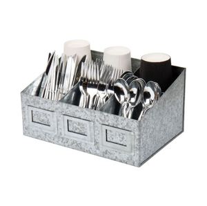 Best Selling kitchen Utensil Galvanized Cutlery Holder Utensil Serve Ware Holder Basket Condiment Organizer Dining Table Holder - Product Image 2