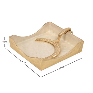 Luxury Aluminum Gold Crescent Napkin <b>Holder</b> Stylish Handmade <b>Tissue</b> Tray for Dining Table <b>Kitchen</b> Countertop Home Decor Serving - Product Image 4