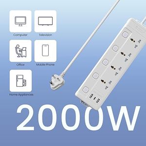 Regleta de 4 Tomas con Certificación ISI, Protección Contra Sobretensiones, 1440W, Cable de Cobre de 1.5 Metros, Indicador LED, Plástico - Product Image 3