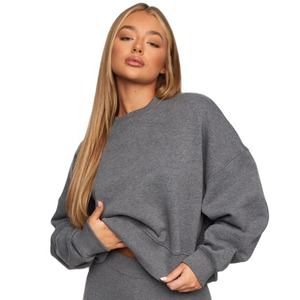 เสื้อกีฬาแขนยาวผ้าฟลีซสำหรับผู้หญิงเสื้อวอร์มคอตัวโคร่งแบบกำหนดเองสำหรับใส่วิ่ง - Product Image 1