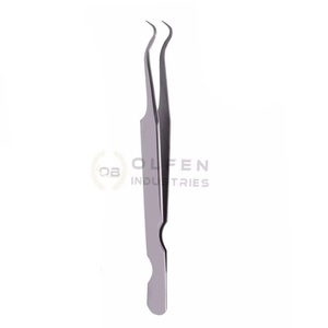แหนบขนตาแบบหนาครึ่งปลายกลมทำจากสแตนเลสสำหรับมืออาชีพ - Product Image 6