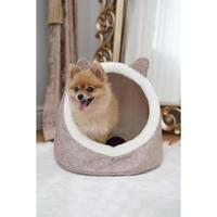 Lit pour animaux de compagnie en forme de boîte Cream Cat & Dog, 34 cm x 2 cm de hauteur, avec tapis gratuit, confortable, fabriqué en Turquie