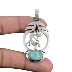 925 argent Sterling Larimar pierres précieuses pendentif bijoux à la main argent Boho Style pendentif bijoux pour femmes cadeau de mariage pour femme - Product Image 1