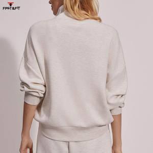 Último diseño Winters transpirable cuello redondo Drop-shoulder Casual Custom Logo Pullover sudadera para mujer - Product Image 2