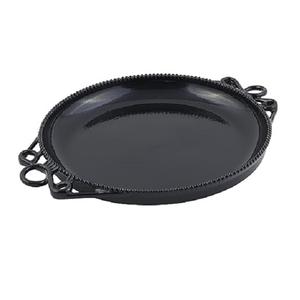 Plateau de service alimentaire noir de forme ronde en métal vintage royal avec poignée table à manger pour fêtes d'intérieur plateau décoratif pour la maison - Product Image 1