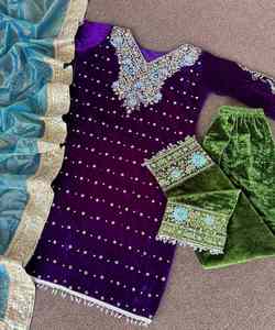 Ropa Islámica, Traje de Tres Piezas de Lino Negro Cosido para Mujer Musulmana, Moda Pakistaní, Vestido para Eid, Bodas y Fiestas - Product Image 6