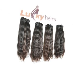 100% procesamiento químico virgen indio ninguno crudo sin procesar cutícula alineada tejido Color negro extensiones de paquete de cabello humano ondulado - Product Image 1