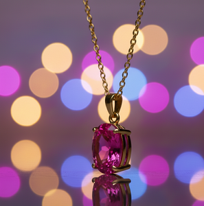 สร้อยคอทับทิมรูปไข่16นิ้ว8 GM | จี้อัญมณีหรูหรา | 925เงินสเตอร์ลิง18K ชุบทอง18K - Product Image 4