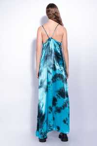 ชุดชายหาดมัดย้อมสำหรับผู้หญิงชุดชายหาดคอวีพิมพ์ลายดอกไม้เซ็กซี่สีดำเอวธรรมชาติยาวถึงพื้นเป็นมิตรกับสิ่งแวดล้อมระบายอากาศ - Product Image 2