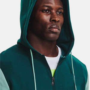 Sweat à capuche avec fermeture éclair complète pour hommes, couleur bloc 65% polyester, veste à capuche 35% coton, veste à capuche en tricot pour hommes, vert - Product Image 3