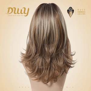 Jule C-DWY New Technology 18-Inch Shoulder-Length Caramel Latte Synthetic <b>Wig</b> Bionic Silk Top Glueless Design Stock Available! - Product Image 5