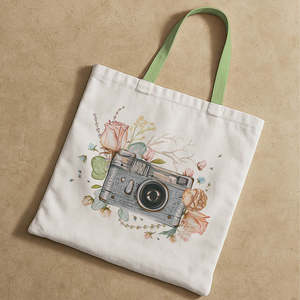 Vintage <b>Camera</b> Art Canvas Tote <b>Bag</b> Eco-Friendly and Recyclable Long Rope Handle for Daily Use Gift Giving and Advertising - Product Image 3
