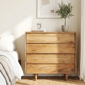 Armario minimalista de teca para dormitorio, como cómoda con cajones, hecho de madera para amueblar casas minimalistas y conjuntos de muebles para dormitorio. - Product Image 1