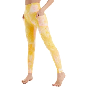 Leggings de sport pour femmes à taille haute avec cordon de serrage, respirants, à séchage rapide, couleur unie, vêtements de sport et de yoga personnalisés - Product Image 3