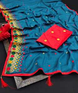 Ropa de fiesta, ropa informal, Sari bordado con pieza de blusa, ropa de mujer india, Sari a bajo precio, venta al por mayor, Surat Alphanumero - Product Image 1