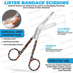 Vaslcare-Ciseaux médicaux en acier inoxydable avec pointe émoussée et lames tranchantes. - Product Image 2