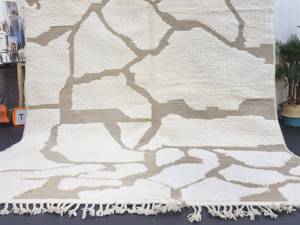 Vente en gros de tapis marocain blanc tufté à la main en laine tapis beige tufté personnalisé tapis beni ourain pour chambre à coucher - Product Image 5