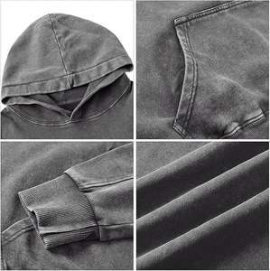 Sudadera con capucha vintage lavada ácida de gran tamaño para hombre, ropa informal holgada de algodón pesado, Sudadera con capucha, jersey básico - Product Image 6