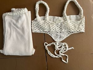 Jupe de plage décontractée d'hiver sexy en tricot avec nombril ajouré coupe ample avec motif solide - Product Image 4