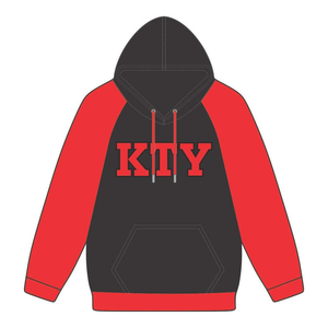 Sudadera con Capucha Negra KAP, Mangas Raglán Rojas, Mezcla de Algodón, Ropa de Fraternidad Griega, Personalizada Divine Nine - Product Image 2