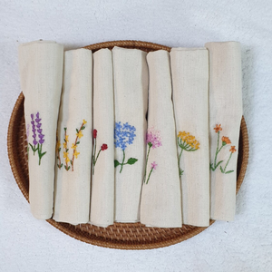 Serviettes en lin brodées pour utilisation aérienne Serviettes en tissu lavables réutilisables et douces Table à manger familiale Fête de mariage OEM disponible - Product Image 5