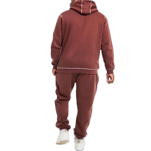 Conjunto de pantalones de chándal y Sudadera con capucha de punto de contraste sólido personalizado para hombre, chándal de talla grande de alta calidad, 100% algodón, transpirable a prueba de viento - Product Image 2